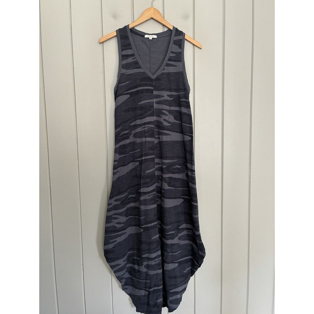 Z Supply Reverie Sleeveless V-Neck Casual Maxi Tank Dress XS Gray Cotton Slub